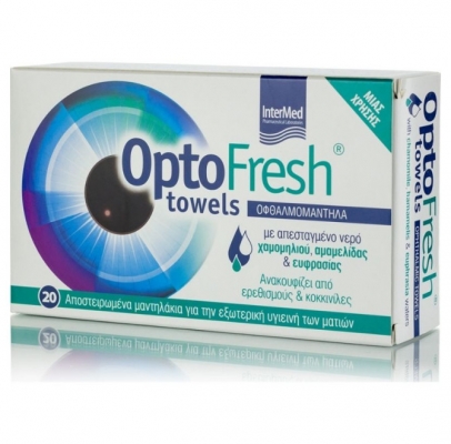 Intermed OptoFresh Towels, Αποστειρωμένα Μαντηλάκια Καθαρισμού Βλεφάρων 20τμχ
