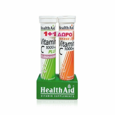 Health Aid Vitamin C 1000mg plus Echinacea 20tabs & Vitamin C 500mg 20tabs