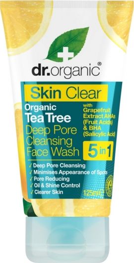 Dr. Organic Skin Clear Organic Tea Tree Deep Pore Cleansing Face Wash 5 in 1 125 ml