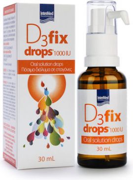 Intermed D3 Fix Drops 1000IU Συμπλήρωμα Βιταμίνης D3 Σε Σταγόνες Με Γεύση Φράουλας 30ml