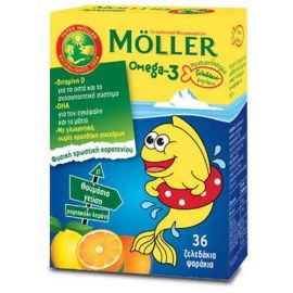 Moller's Omega 3 για Παιδιά Πορτοκάλι - Λεμόνι 36 gummies Για τα Παιδιά που Δυσκολεύονται να Πιουν 