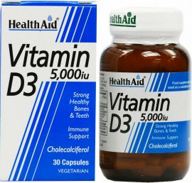 Health Aid Vitamin D3 5000iu 30tabs για απορρόφηση και αξιοποίηση του ασβεστίου και 