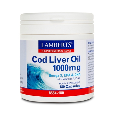 Lamberts Cod Liver Oil 1000mg 180 caps (Ω3&VIT A, D & E)